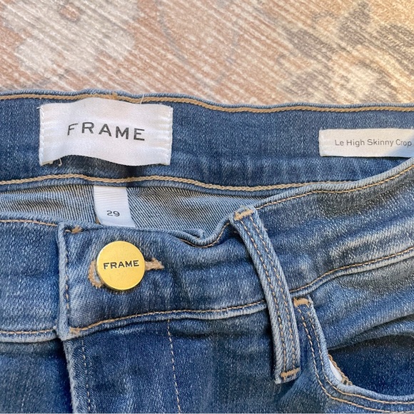 FRAME Le High Ripped High Waist Raw Hem Crop Skinny Jeans - Picture 11 of 14